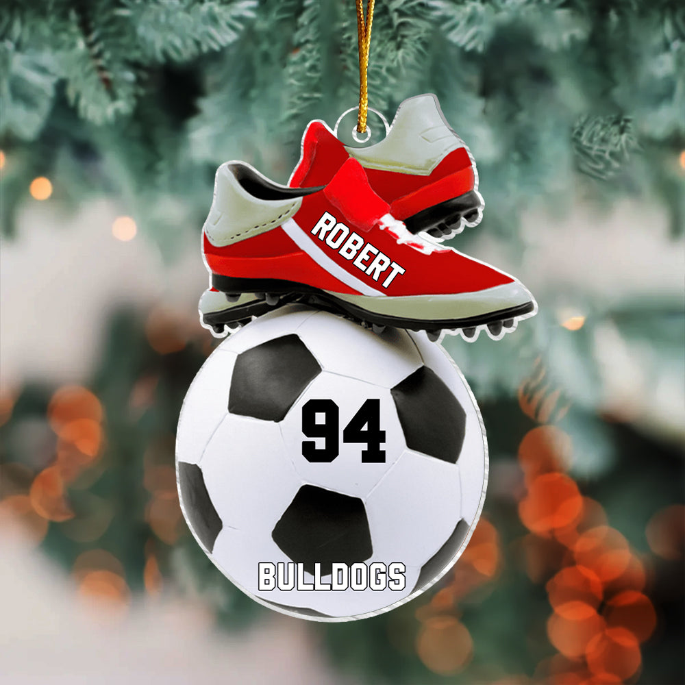 Personalized Soccer Christmas Ornament, Custom Name Number and Color Ornament, Gift for Soccer Players Soccer Ball, Xmas Tree Decor