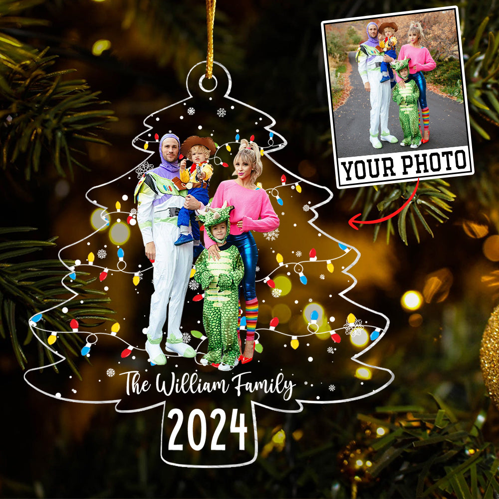 Custom Photo On Christmas Tree - Personalized Acrylic Family Photo Ornament Tu20