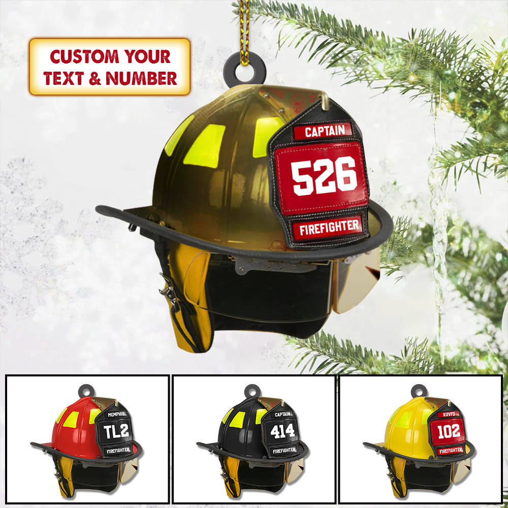 Firefighter's Helmet Personalized Acrylic Ornament, Made By Acrylic And The 2 Sides Are The Same