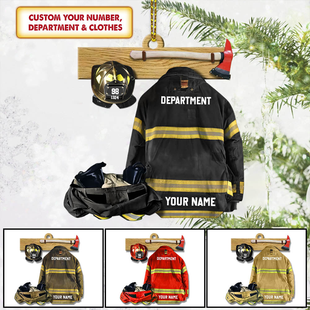 Firefighter Armor Custom Shaped Acrylic Ornament Two Sides Print Custom Clothing Sets, Made By Acrylic And The 2 Sides Are The Same