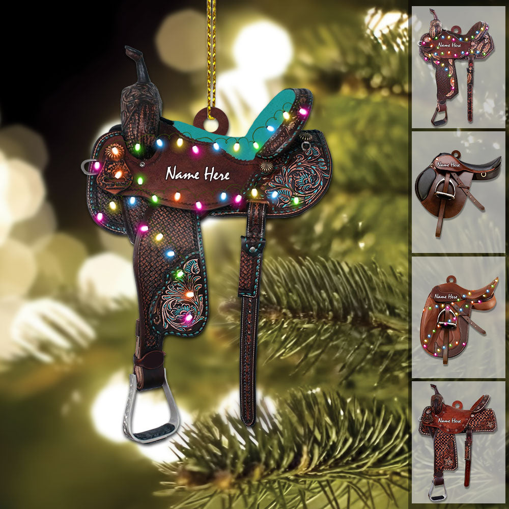 Horse Saddle, Personalized Flat Ornament For Horse Lovers, Cowboy Cowgirl, Name & Saddle Color Can Be Changed, Made By Acrylic And Two Sides Are The Same