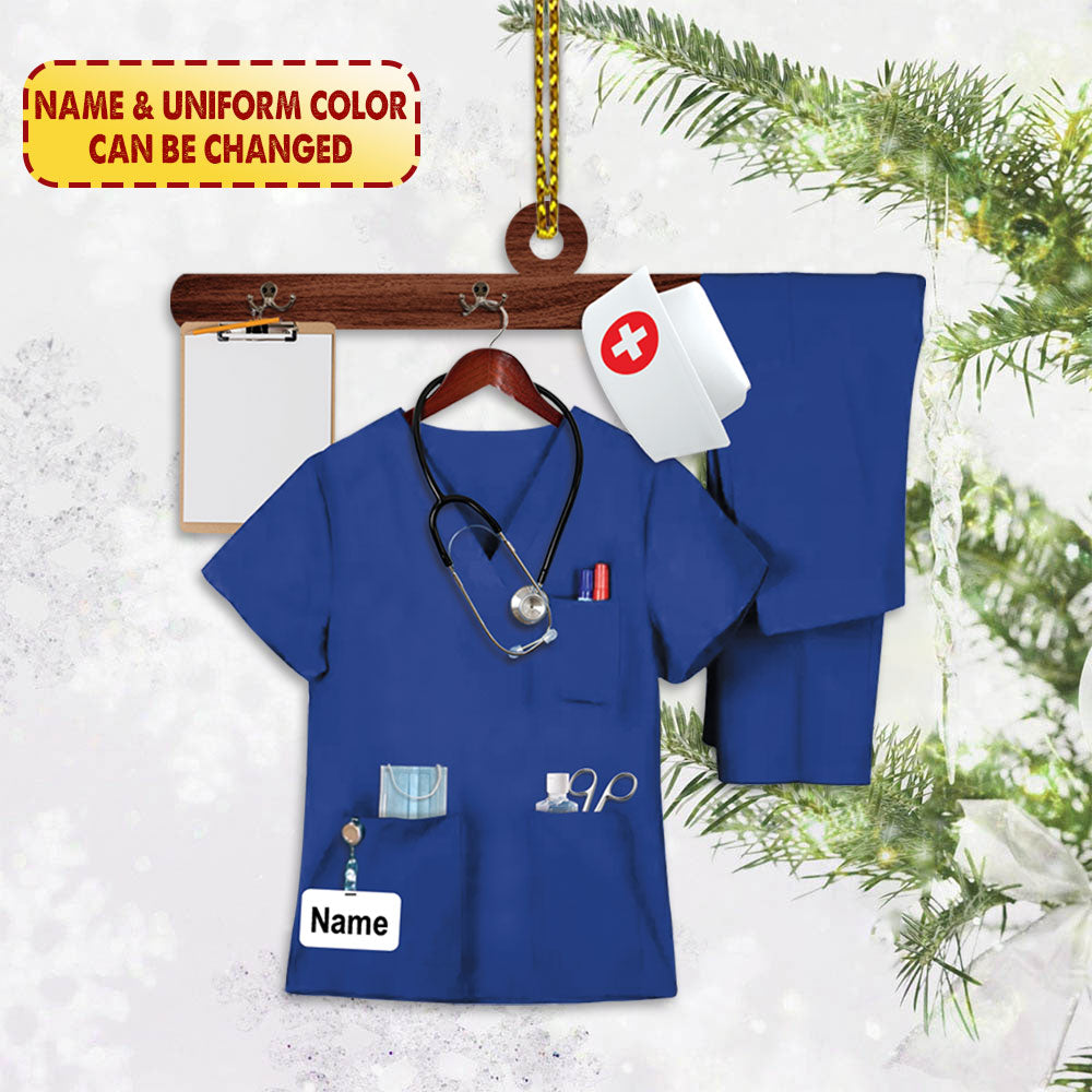 Nurse Uniform Custom Shaped Acrylic Ornament Two Sides Print, Name & Uniform Color Can Be Changed, Made By Acrylic And The 2 Sides Are The Same