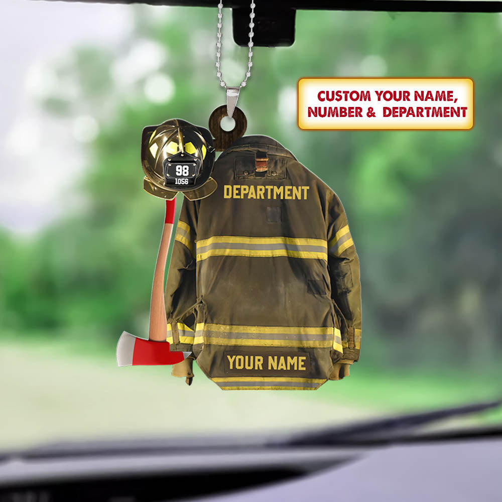 Firefighter Armor Custom Shaped Acrylic Car Ornament, Made By Acrylic And The 2 Sides Are The Same