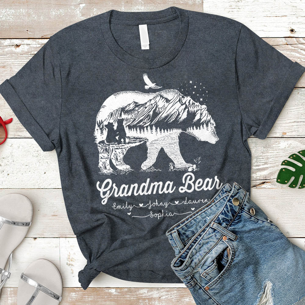 Grandma Bear T-Shirt , Mom T-Shirts , Nickname & Grandkid's Names Can Be Changed