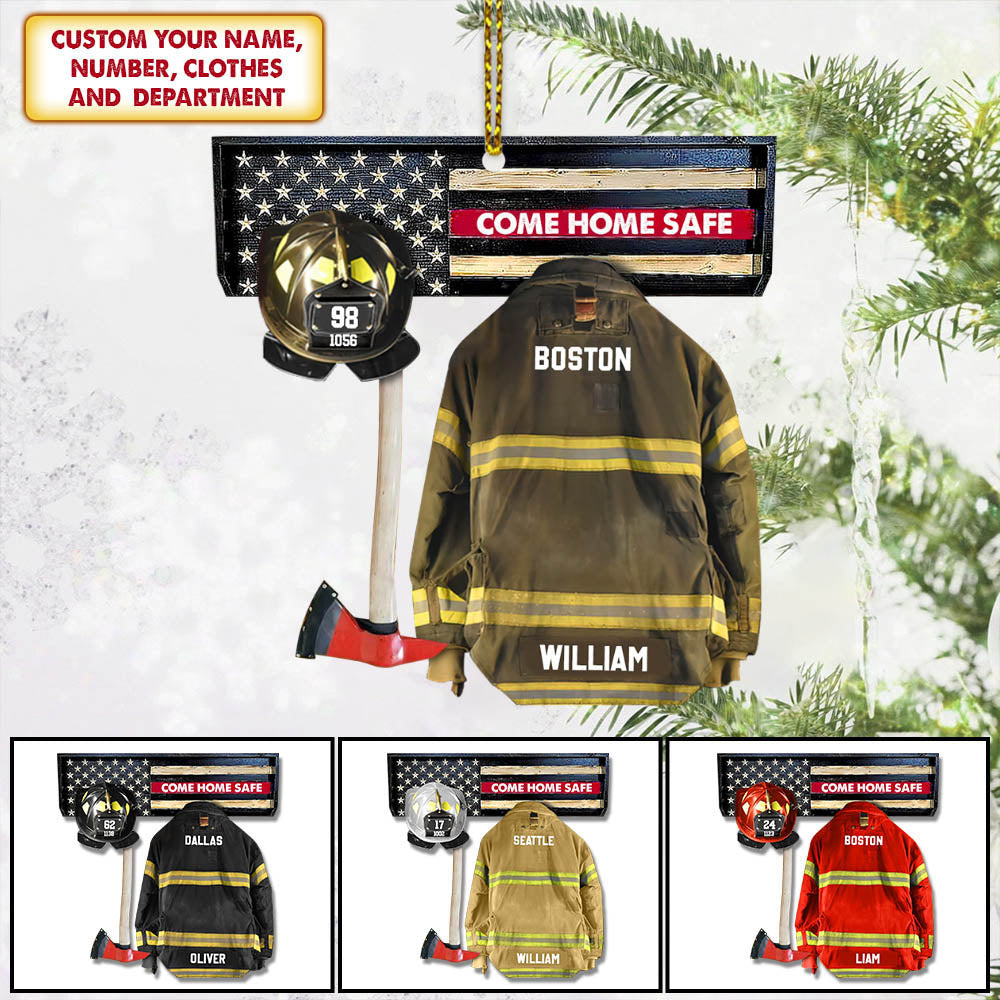 Come Home Safe Firefighter Armor Custom Cut Shaped Acrylic Ornament Two Sides Print